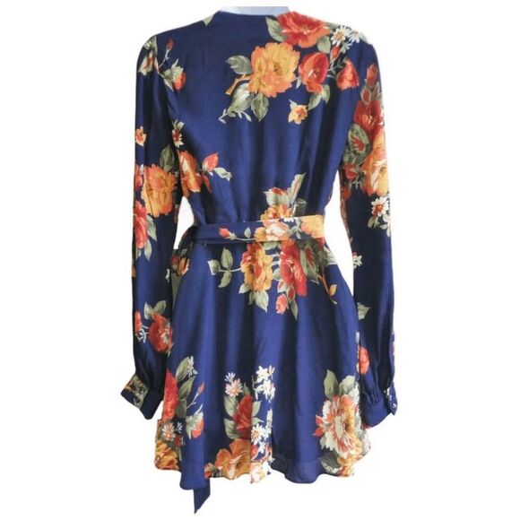 ✨Privacy Please Artesia Mini Wrap Sz XS Dress Lined Billowy Split Sleeve✨ - Picture 3 of 7